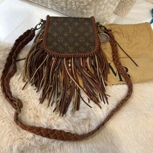 Louis Vuitton Brown and Tan Fringe Crossbody Bag
